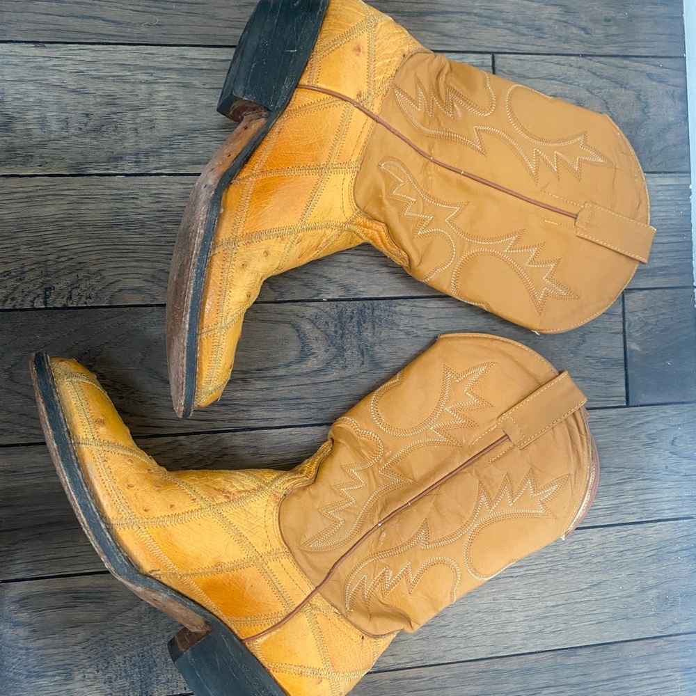 Leather Ostrich Cowgirl Boots - Picture 4 of 7